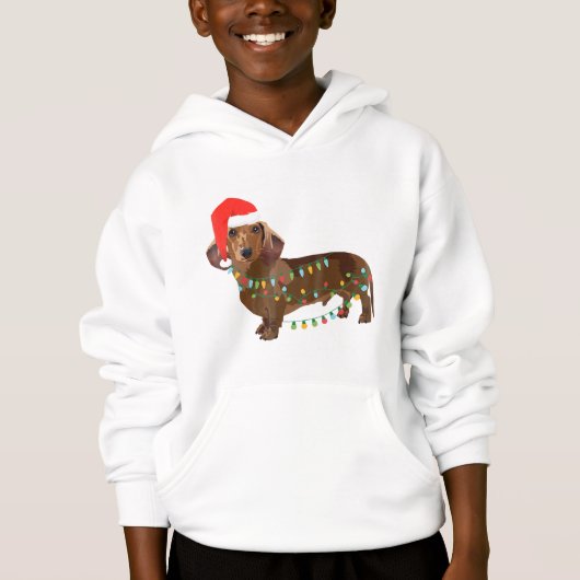 Santa Dackel Hund in Weihnachtslicht getanzt T G Hoodie (Vorderseite)