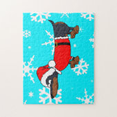 Santa Dackel Hund Snowflake Design Puzzle (Vertikal)