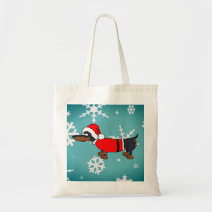 Santa Dackel Hunde Schneeflocken Budget Totbeutel Tragetasche