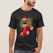 Santa Dackel in Weihnachtssock Pajama T-Shirt (Vorderseite)