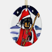 SANTA-DACKEL KERAMIK ORNAMENT (Rechts)