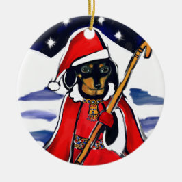 SANTA-DACKEL KERAMIK ORNAMENT