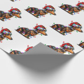 Santa Dackel mit Weihnachtsbeleuchtung Geschenkpapier (Ecke)