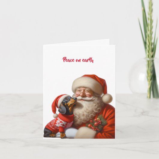 SANTA DACKEL PUPPY CHRISTMAS CARD KARTE (Vorderseite)