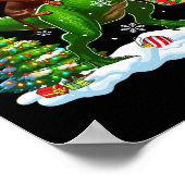 Santa Dackel Riding Rentier T-rex Weihnachten Ki Poster (Ecke)
