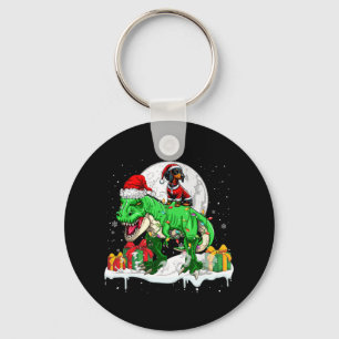Santa Dackel Riding T-rex Weihnachtsbesitzer Kinde Schlüsselanhänger