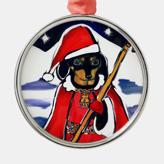 SANTA-DACKEL SILBERNES ORNAMENT (Vorne)