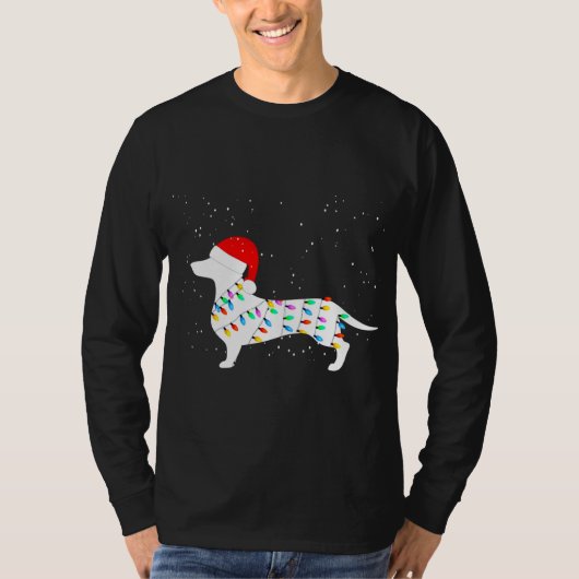 Santa Dackel Weihnachtslicht Dackel Pajamas T-Shirt (Vorderseite)