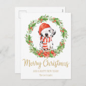 Santa Dalmatiner Dog Frohe Weihnachtsgrüße Feiertagspostkarte (Vorne/Hinten)