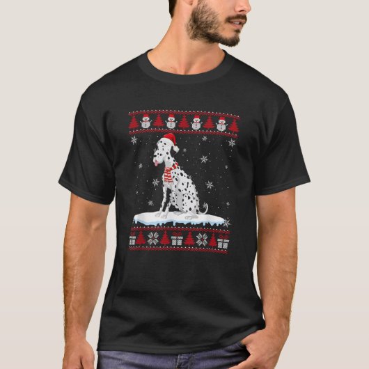Santa Dalmatiner Dog Ugly Weihnachtskraut Männer W T-Shirt (Vorderseite)
