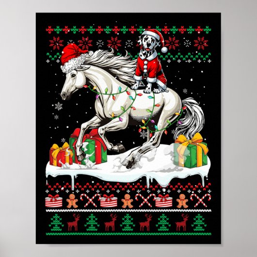 Santa Dalmatiner Reiten Weihnachten Weihnachten Poster (Vorne)