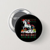 Santa Dalmatiner Riding Unicorn Weihnachtskraut L Button (Vorne & Hinten)