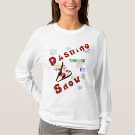 Santa Dashing durch den Schnee auf Ski T-Shirt