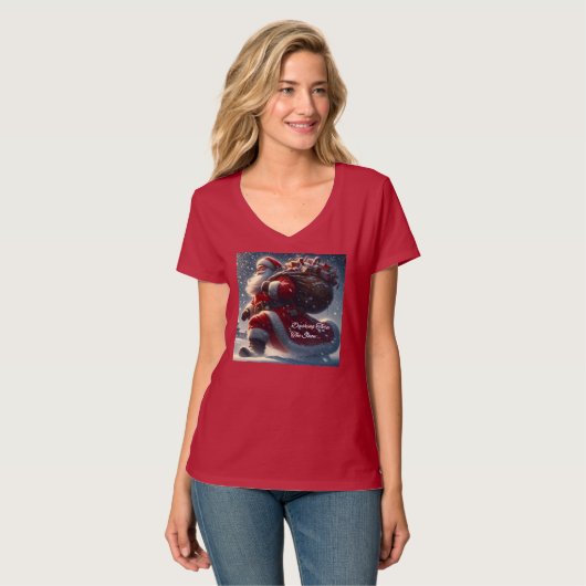 Santa Dashing Thru Der Schnee-T - Shirt (Vorderseite Vollansicht)