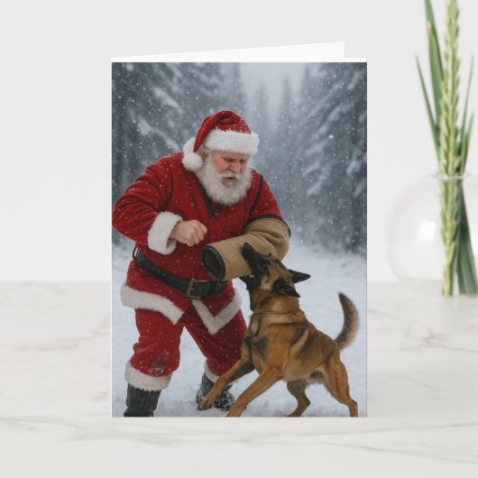 Santa decoy Belgian Malinois Christmas card Karte (Vorderseite)