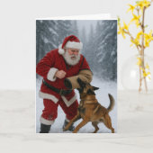 Santa decoy Belgian Malinois Christmas card Karte (Gelbe Blume)