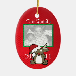 Santa Deer Foto Keramik Ornament