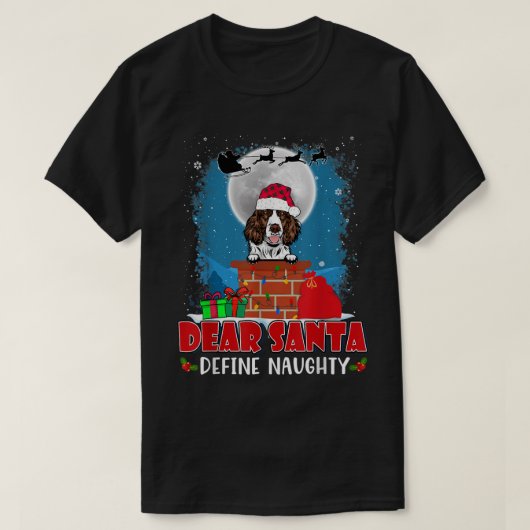 Santa Definition Naughty English Springer Spaniel T-Shirt (Design vorne)