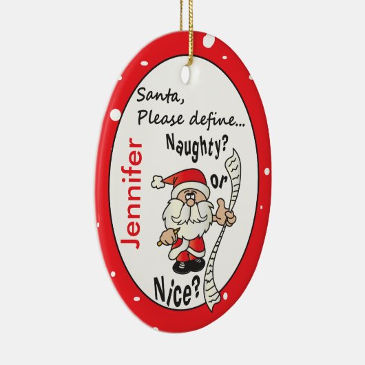 Santa Definition Naughty oder Nice Keramik Ornament (Rechts)