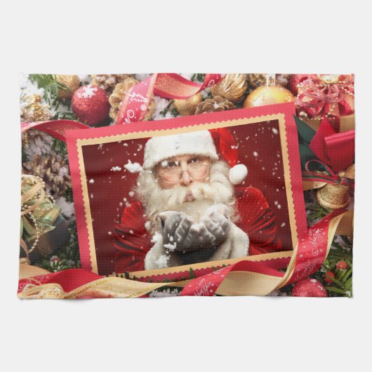 Santa / DEIN FOTO Küchenhandtuch Geschirrtuch (Horizontal)