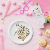 Santa Dekoration der Weihnachtsbaum Gold Elegant Pappteller (Party)