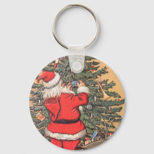 Santa dekoriert Weihnachtsbaum Schlüsselanhänger