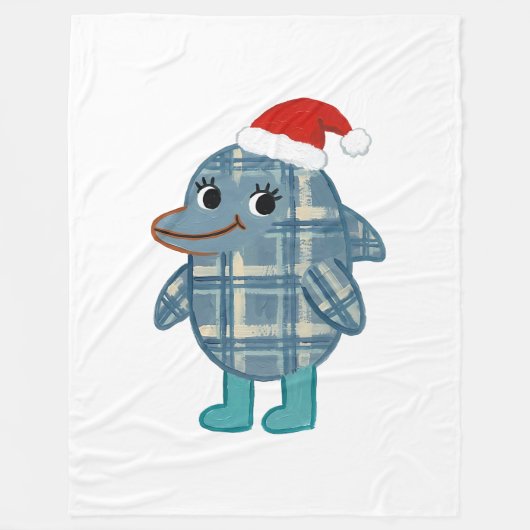 Santa-Delfin-Tartan-Decke Fleecedecke (Vorderseite)