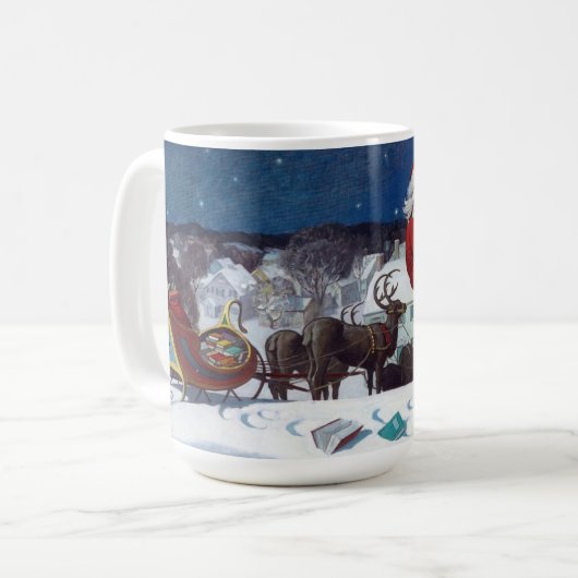 Santa delivering armload of books by Wyeth Kaffeetasse (Vorderseite Links)