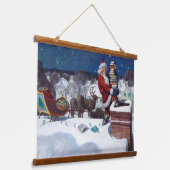 Santa delivering armload of books by Wyeth Wandteppich Mit Holzrahmen (Gewinkelt)