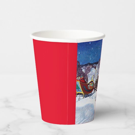 Santa Delivering Books Pappbecher (Rechts)