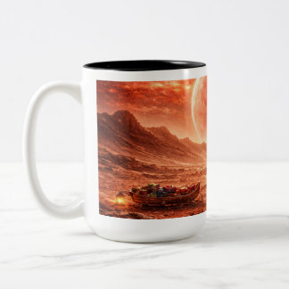 Santa Delivers on Red Planet Zweifarbige Tasse