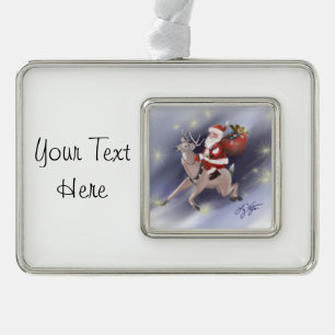 Santa Delivers Ornament Rahmen-Ornament Silber