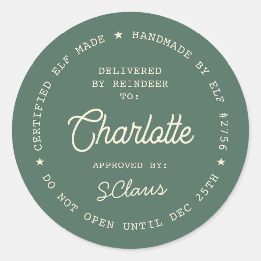 Santa Delivery Sticker | Christmas Elf Label Seal (Vorderseite)