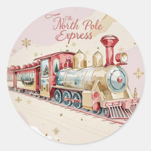 Santa Delivery Sticker | Pastel Pink & Gold Stars (Vorderseite)