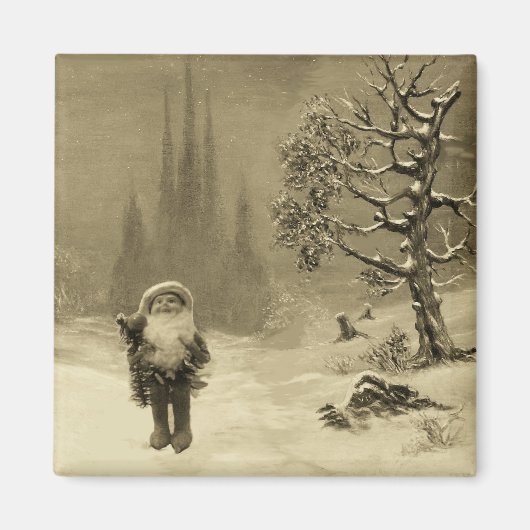 SANTA DER GNOMES Funny Christmas Sepia Brown Magnet (Vorne)
