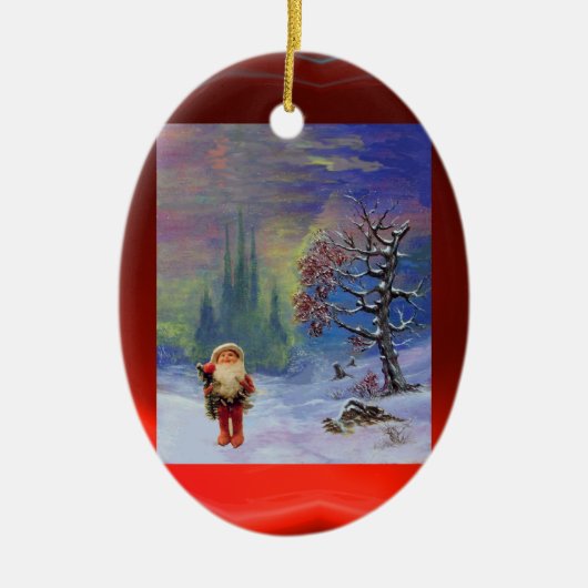 SANTA DER GNOMES MIT RED RUBY KERAMIK ORNAMENT (Vorne)