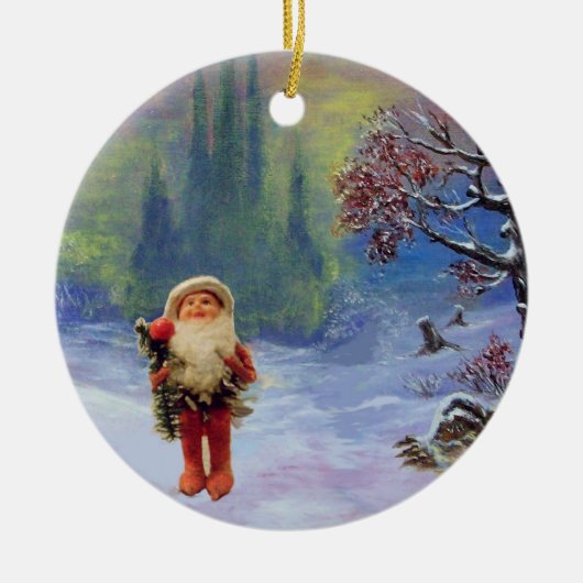SANTA DER GNOMES MIT RED RUBY KERAMIKORNAMENT (Vorne)