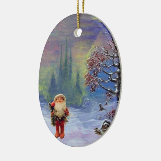 SANTA DER GNOMES, RED RUBY UND BLAUE SAPPHIRE KERAMIKORNAMENT (Links)