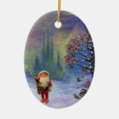SANTA DER GNOMES, RED RUBY UND BLAUE SAPPHIRE KERAMIKORNAMENT (Vorne)