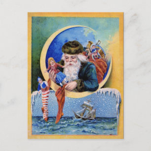 SANTA DER SAILORS, MOON, CHRISTMAS SOCKS AND TOYS FEIERTAGSPOSTKARTE