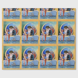 SANTA DER SAILORS, MOON, CHRISTMAS SOCKS AND TOYS GESCHENKPAPIER