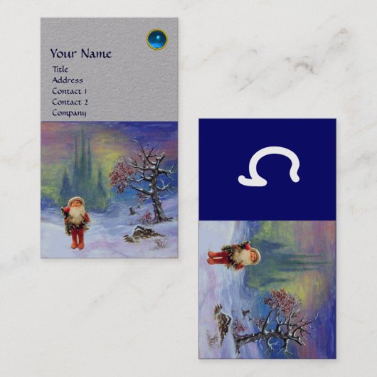 SANTA DES GNOMES MONOGRAM Blue Sapphire Gray Visitenkarte (Vorne/Hinten)