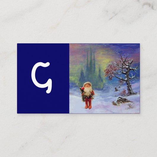 SANTA DES GNOMES MONOGRAM Blue Sapphire Gray Visitenkarte (Rückseite)