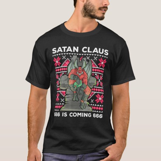 Santa Devil Gothic Occult Ugly Christmas Satan 666 T-Shirt (Vorderseite)