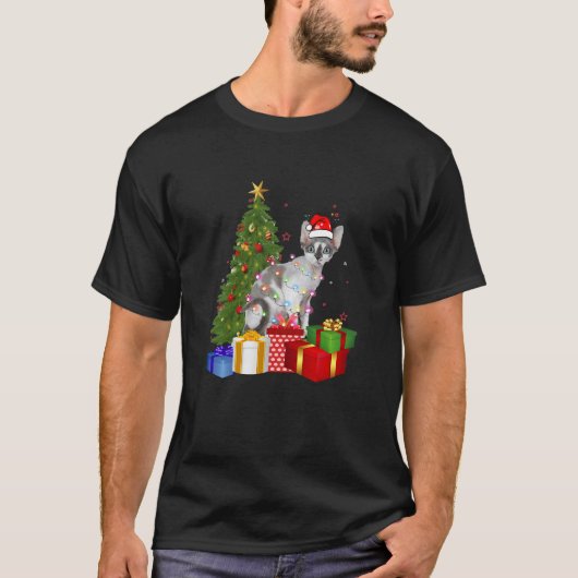 Santa Devon Rex Cat Christmas Tree Classic T-Shirt (Vorderseite)