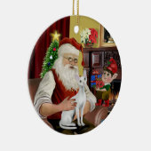 Santa - Devonshire Rex cat Keramikornament (Rechts)