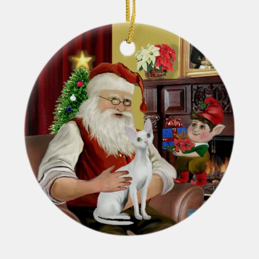 Santa - Devonshire Rex cat Keramikornament (Vorne)