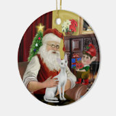 Santa - Devonshire Rex cat Keramikornament (Links)