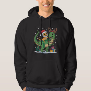 Santa Dino Reitet auf Rentier T-Rex Freude Hoodie