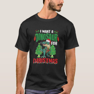 Santa Dino Trex Wollte ich Dinosaurier zu Weihnach T-Shirt